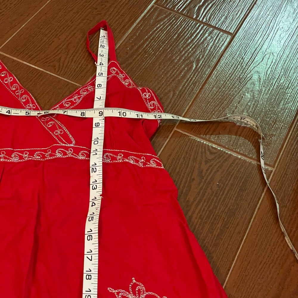Unbranded red white embroidered slip dress elastic size small handmade Indonesia - Picture 7 of 14